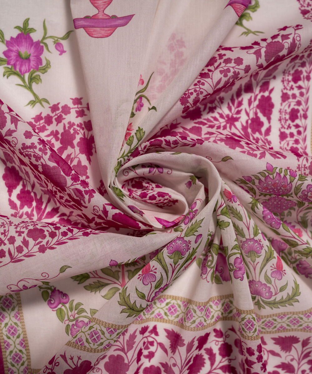 Lawn Printed White Dupatta