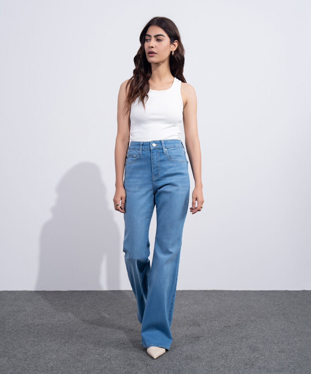 Women's Western Light Blue Wash High Rise Bootcut Jeans