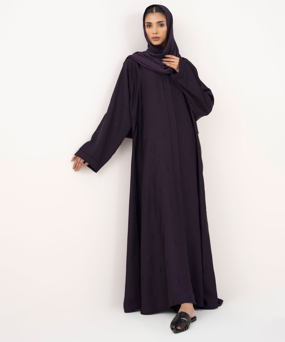Women's Purple Polyester Abaya Set