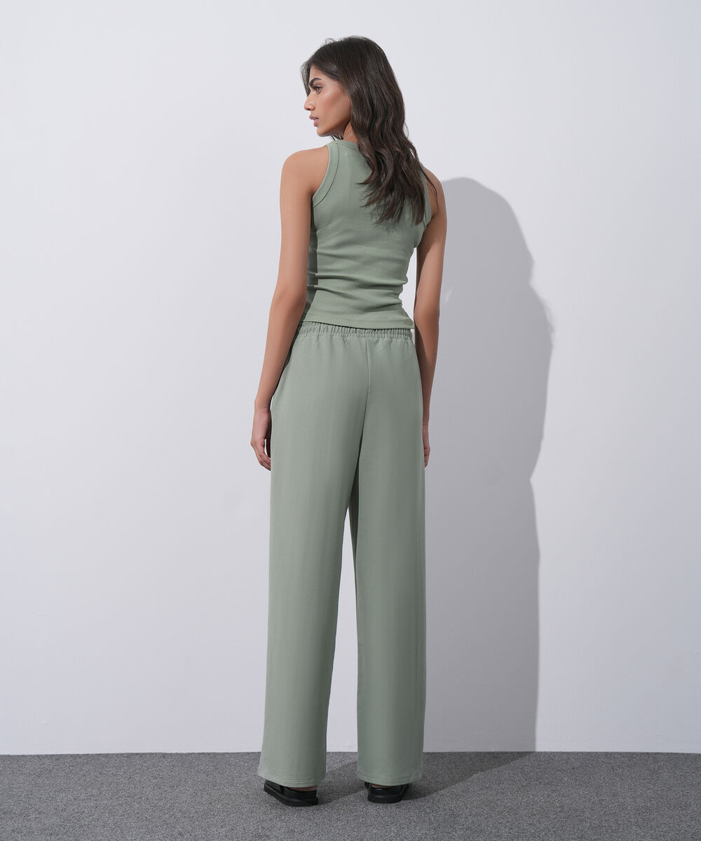Women's Western Wear Green Pull On Summer Terry Trousers