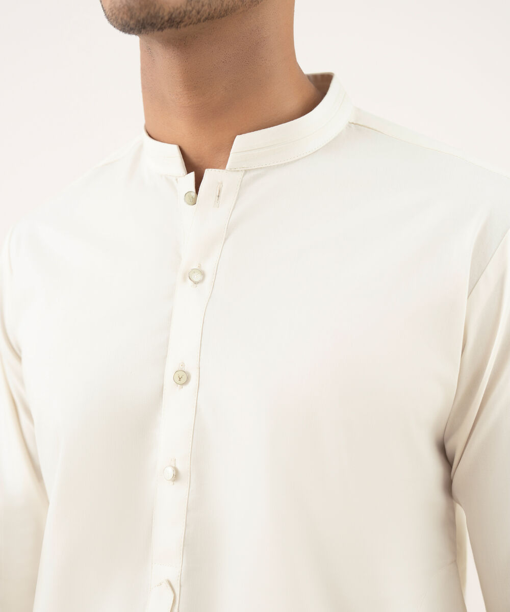 Men's Falak Embroidered Light Khaki Kurta Shalwar