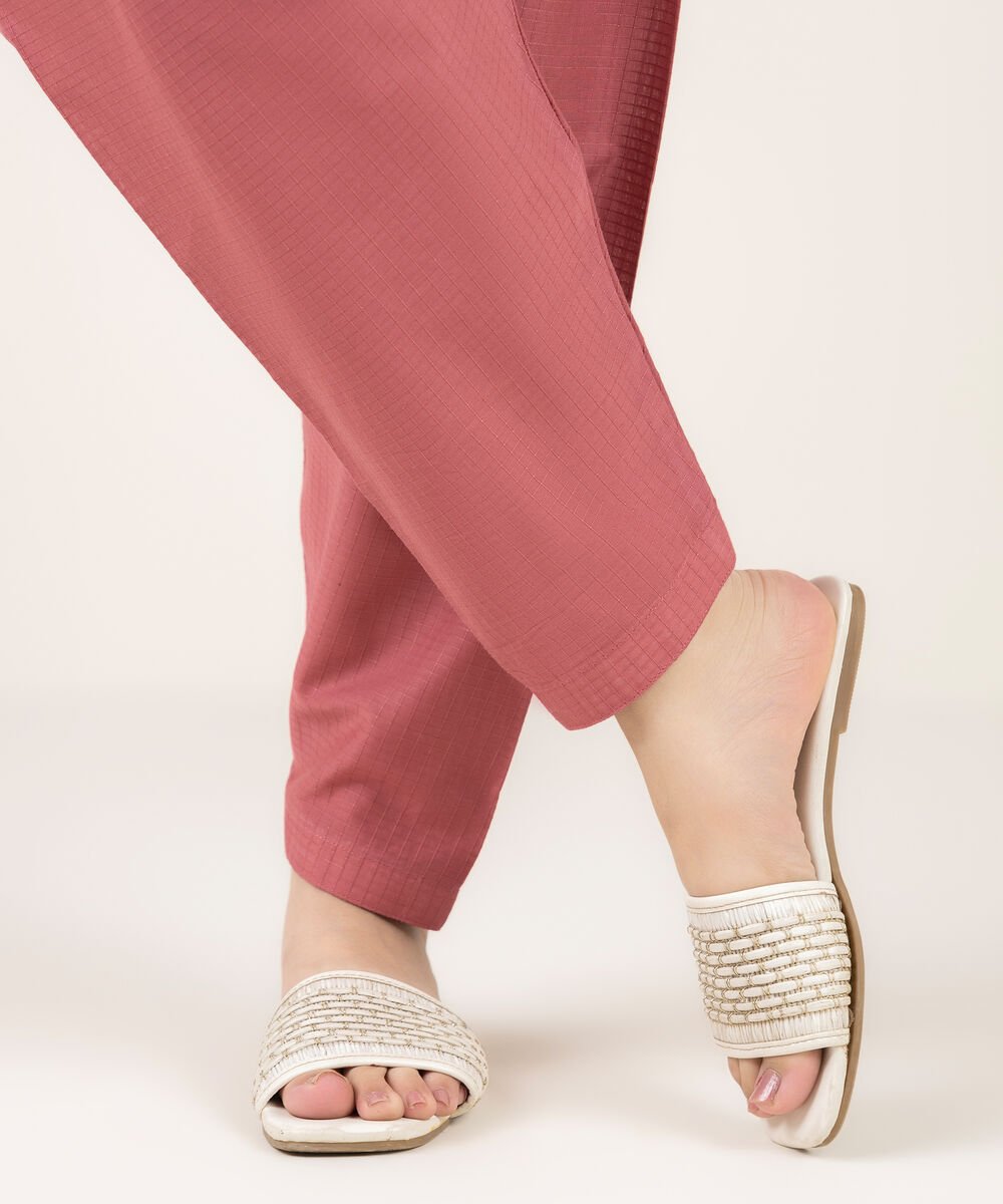 Women's RTW Dobby Solid Pink Shalwar