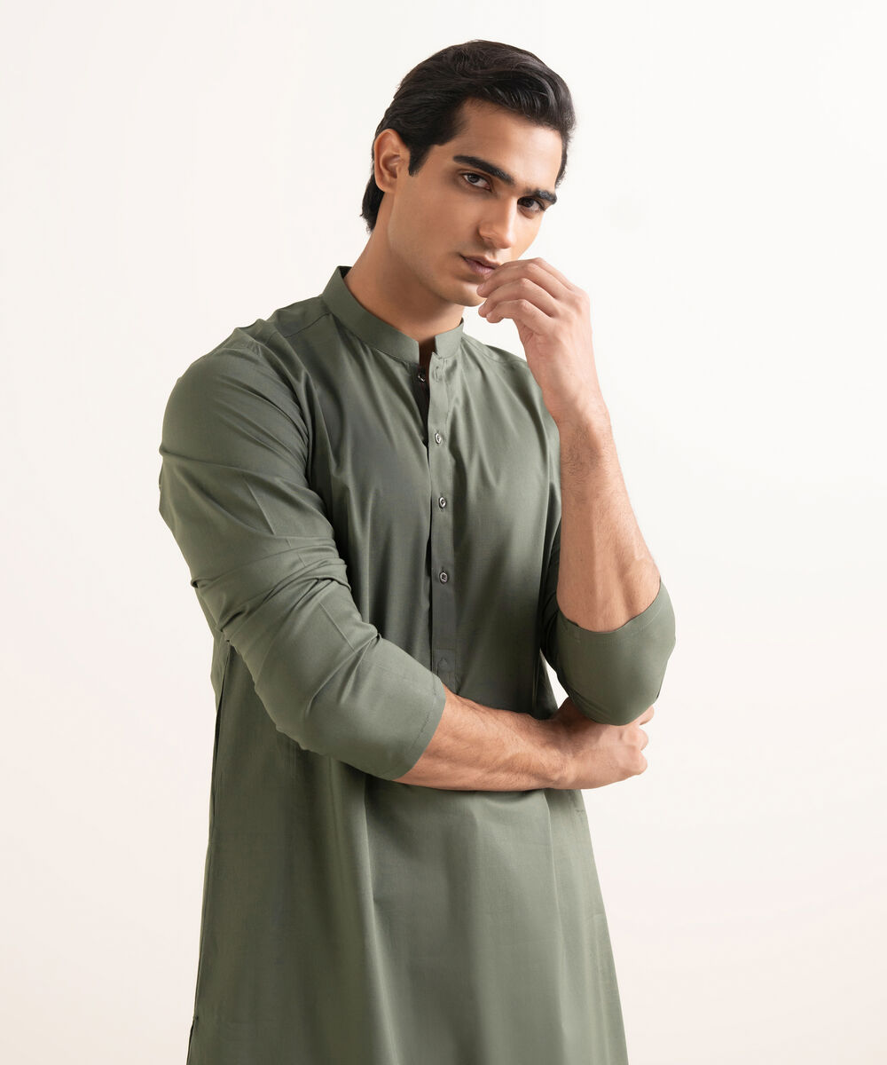 Men's Stitched 100% Cotton Grey Kurta