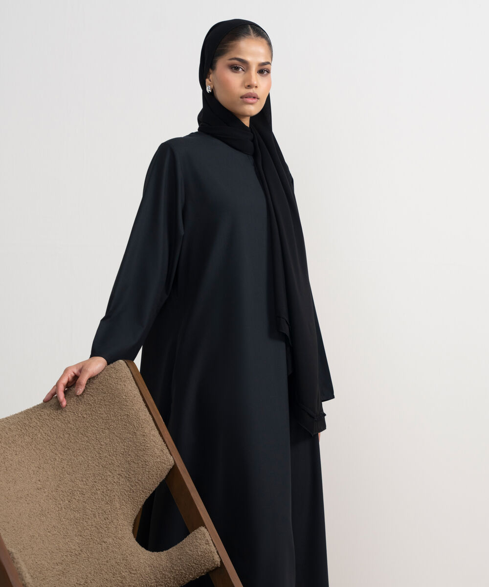 Women's Black Regular Abbaya Set
