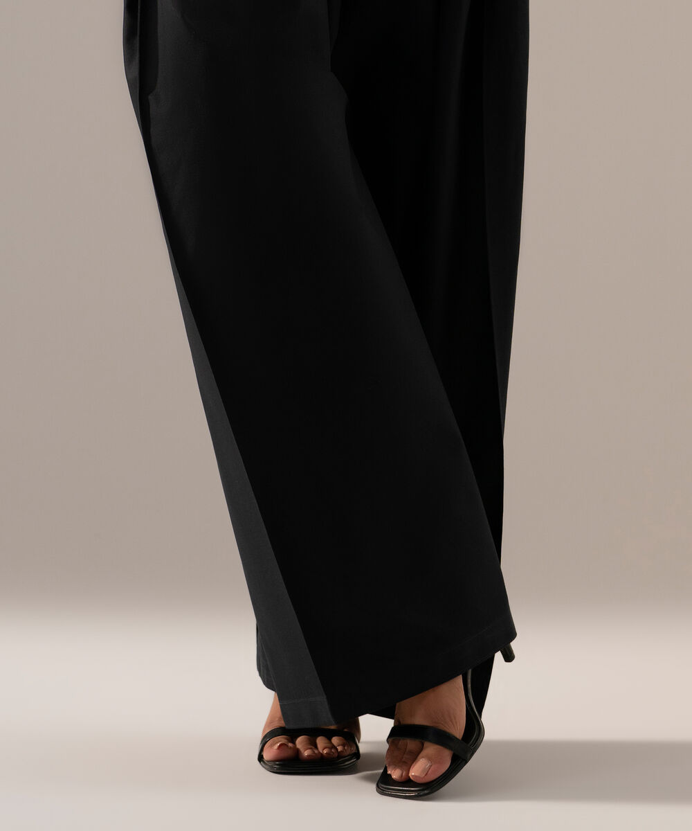 Women's RTW Cambric Solid Black Farshi Shalwar