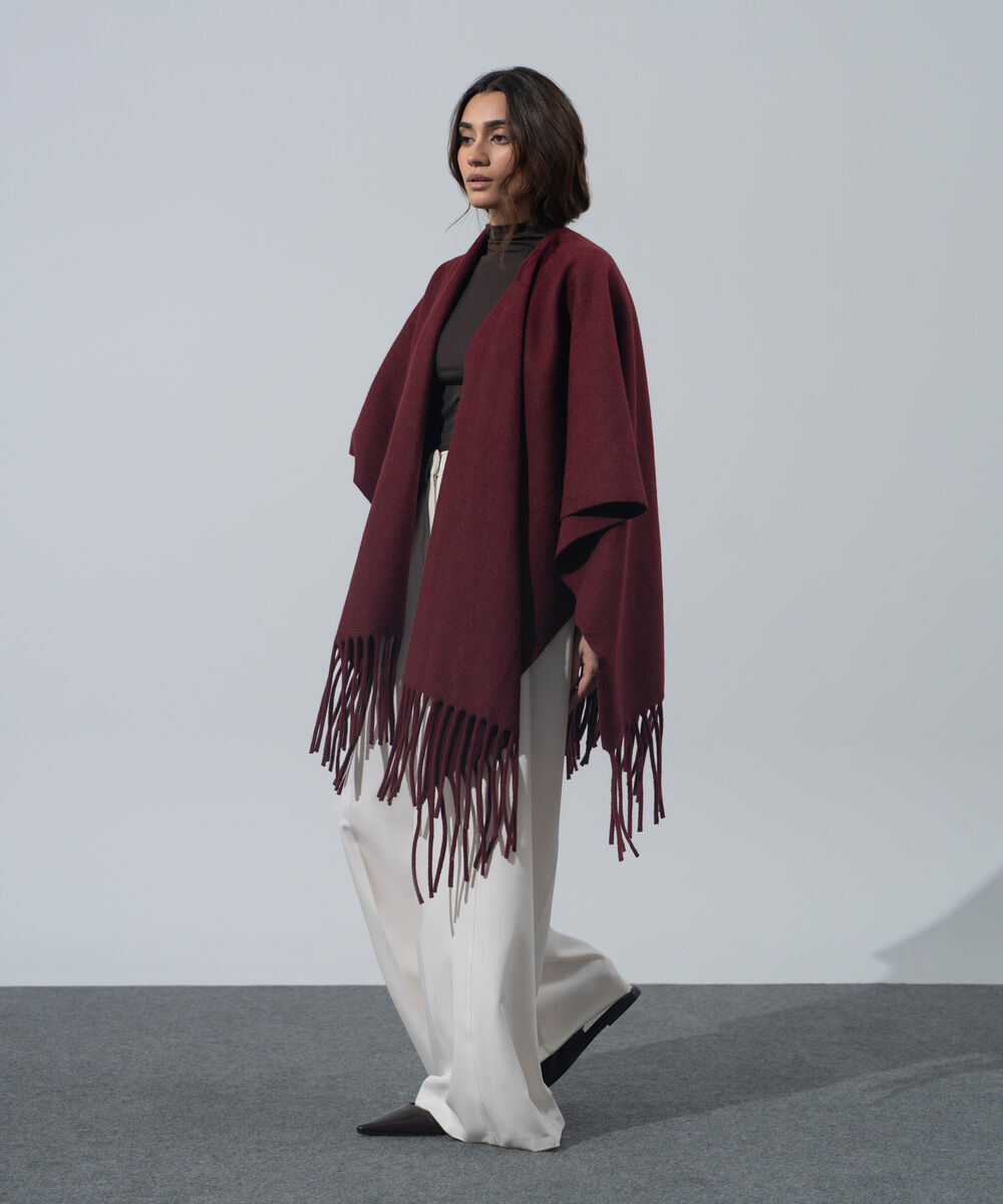 Women's Western Wear Merlot Polyester Cape Shawl