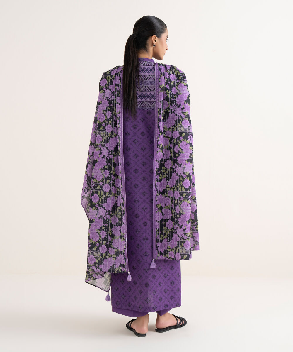 Women's Unstitched Lawn Printed Multi Three Piece Suit