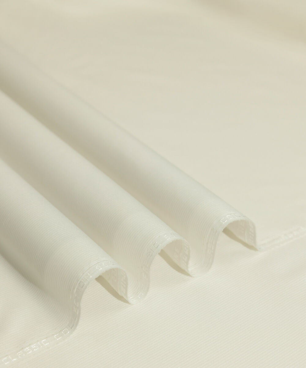 Men's Unstitched 2-Piece Premium Wash & Wear Dobby Off White Suit