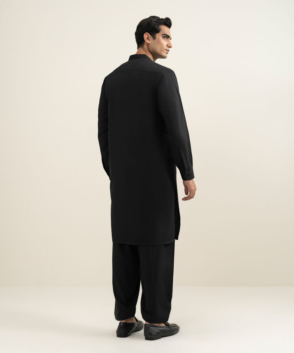 Men's Stitched Black Kurta Shalwar