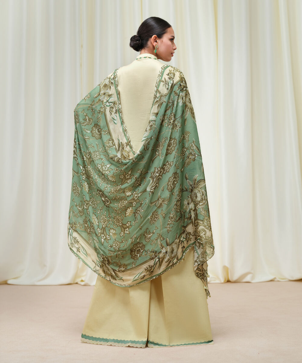 Women's Unstitched Fine Cotton Satin Embroidered Off White 3 Piece Suit