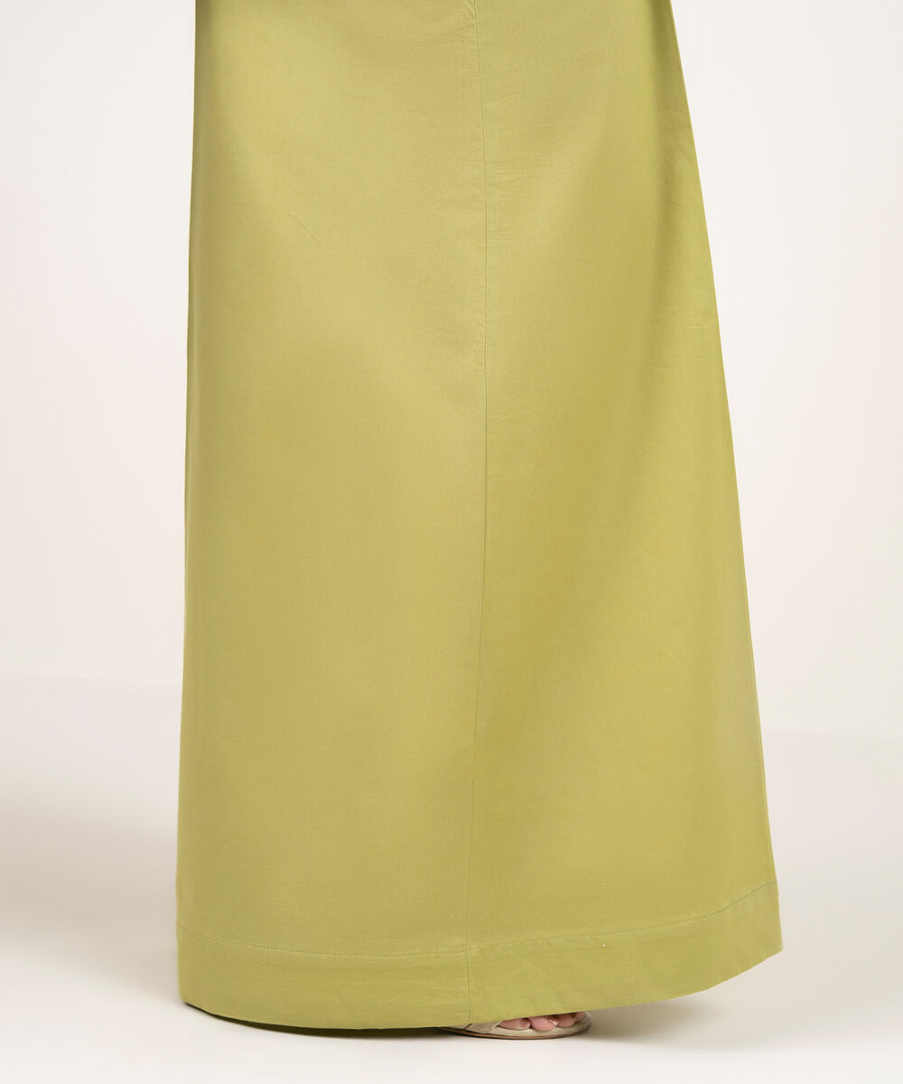 Women's RTW Cambric Solid Green Flared Pants