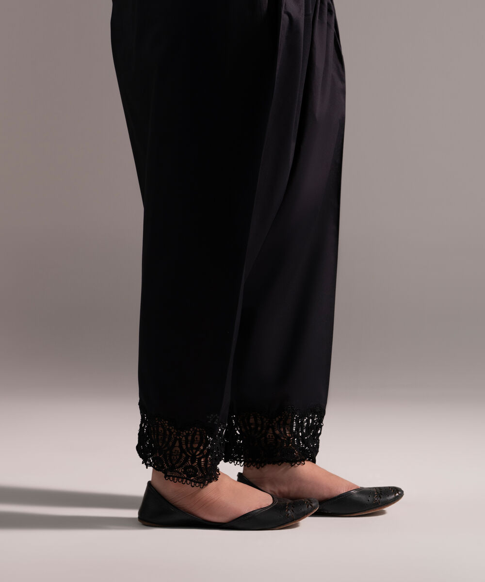 Women's RTW Cambric Solid Black Shalwar