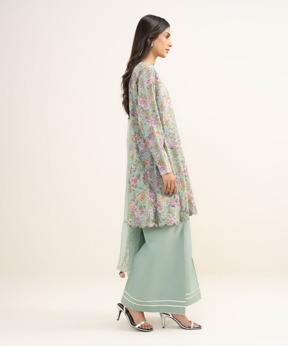 Women's Unstitched Extra Weft Jacquard Embroidered Multi 3 Piece Suit