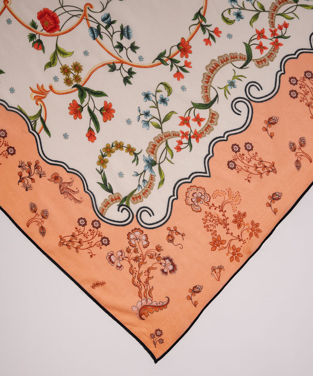Lawn Printed White Dupatta