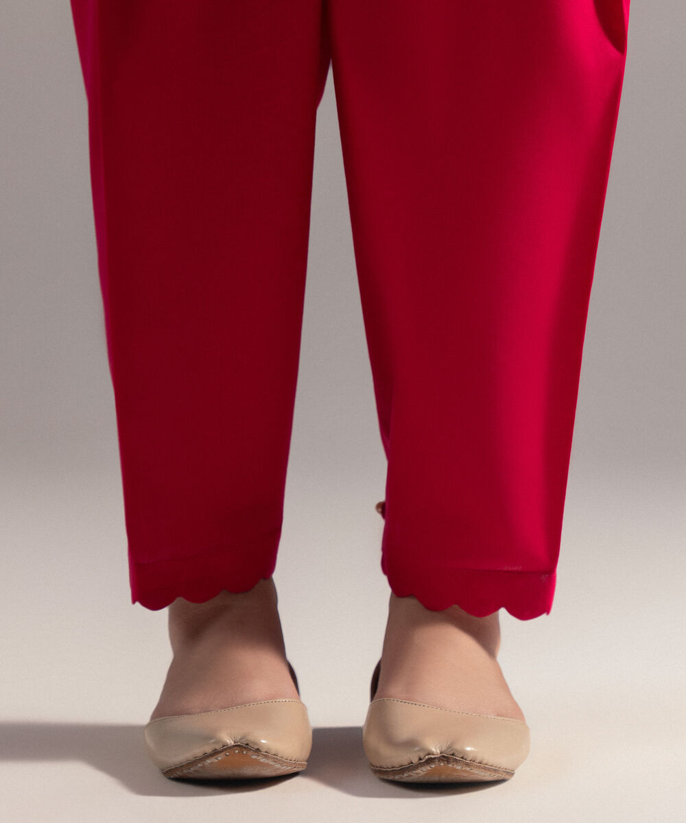 Women's RTW Cambric Solid Pink Skinny Shalwar