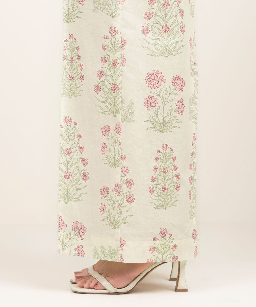 Women's RTW Lawn Printed Off White Culottes