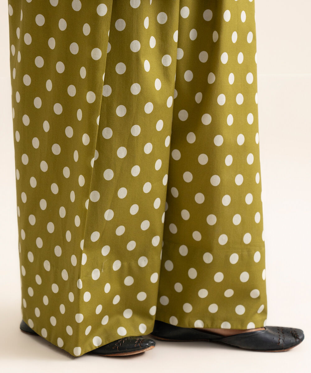 Women's Unstitched Cotton Green Trouser
