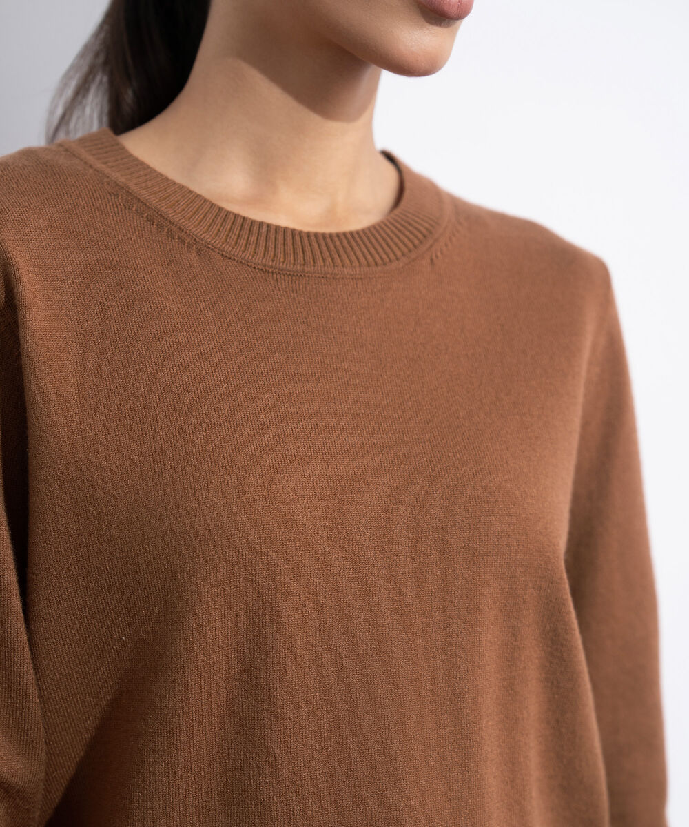 Women's Western Wear Rust Orange Slim-Fit Knit Sweater