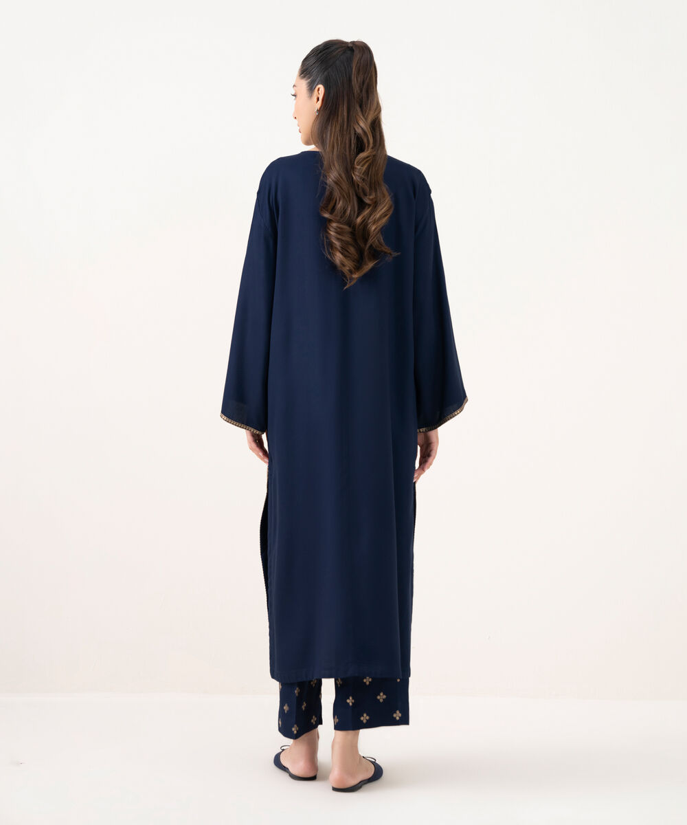 Women's RTW Bedford  Embroidered Blue A-Line Shirt