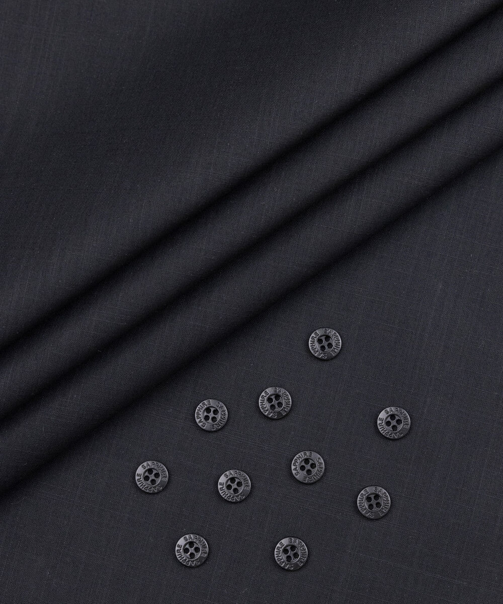 Men's Unstitched Two-Piece Black  Premium Slub Cotton Suit