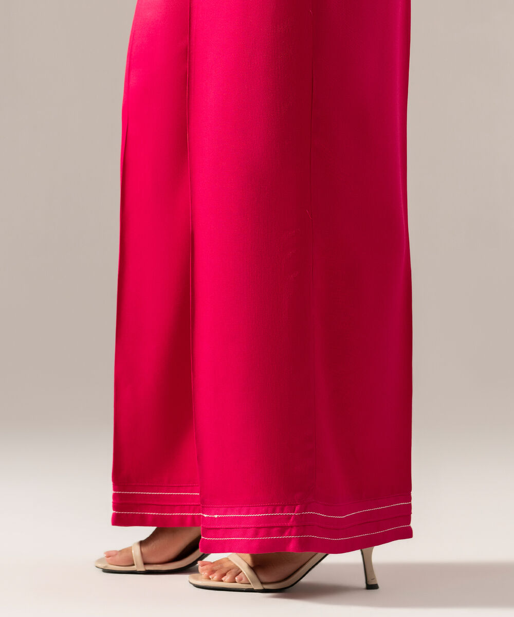Women's RTW Solid Pink Bedford Flared Pants