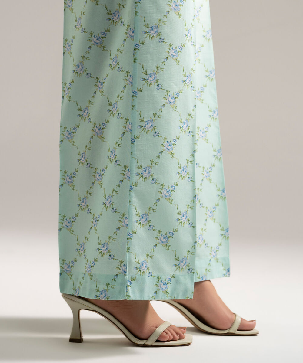 Women's RTW Cambric Printed Blue Culottes