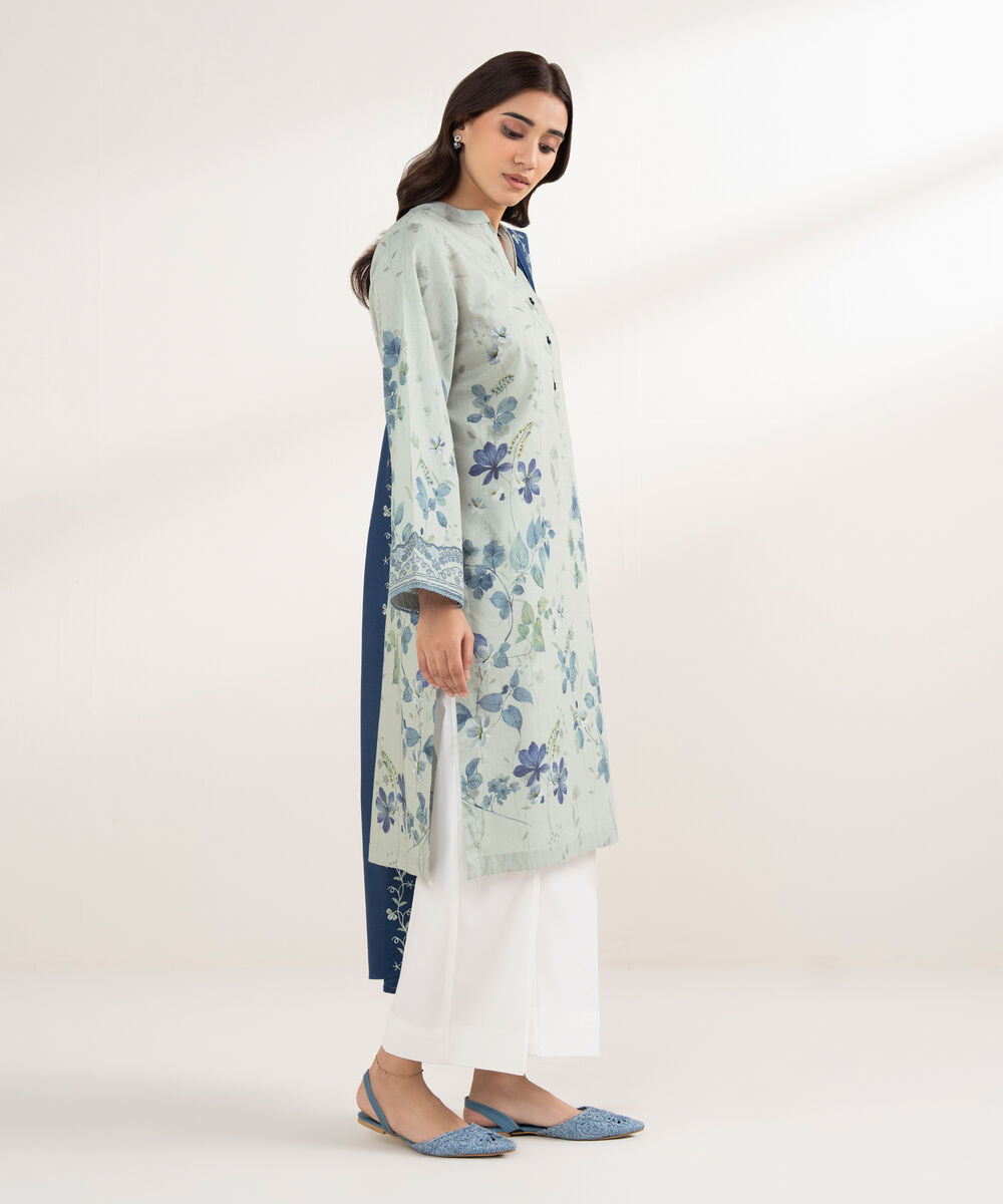 Women's RTW Cross Hatch Embroidered Blue 2 Piece Suit