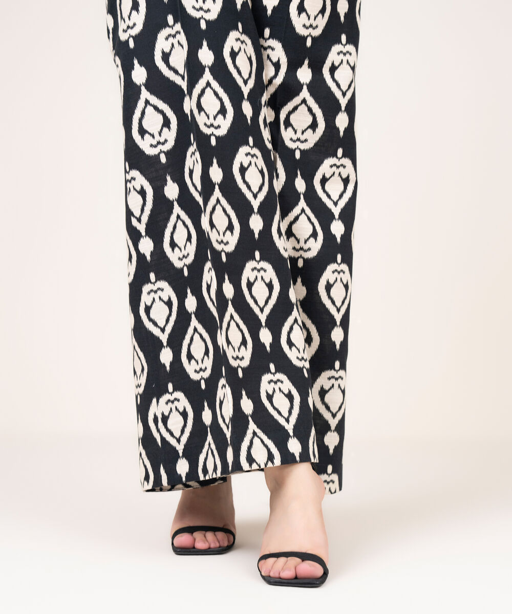 Women's RTW Khaddar Printed Black Culottes