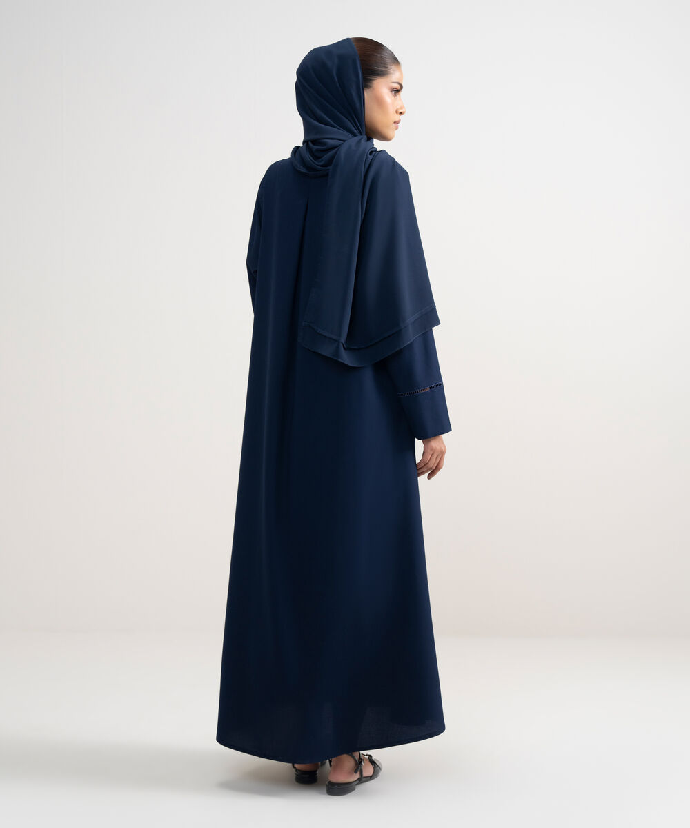 Women's Navy Button Through Regular Abbaya Set