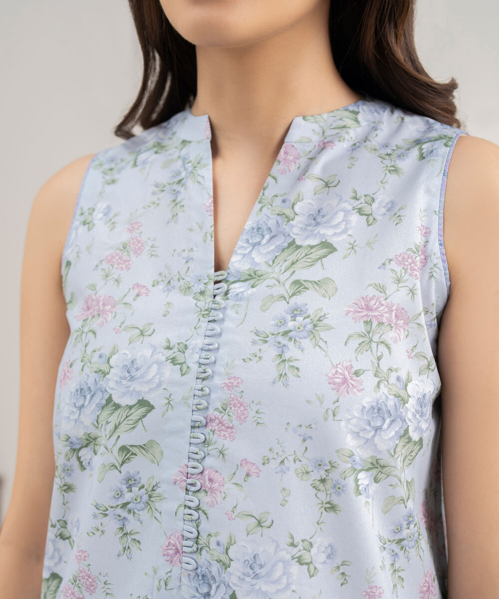 Women's Unstitched Lawn Printed Blue 2 Piece Suit