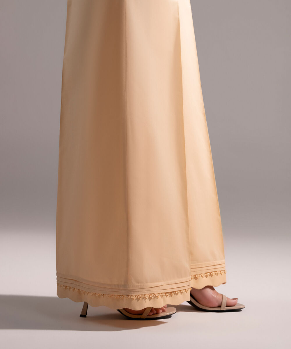 Women's RTW Poplin Solid Peach Flared Pants
