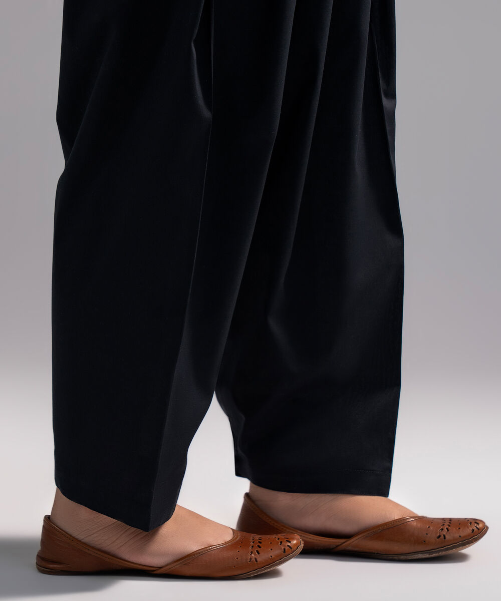 Women's RTW Cambric Solid Black Shalwar