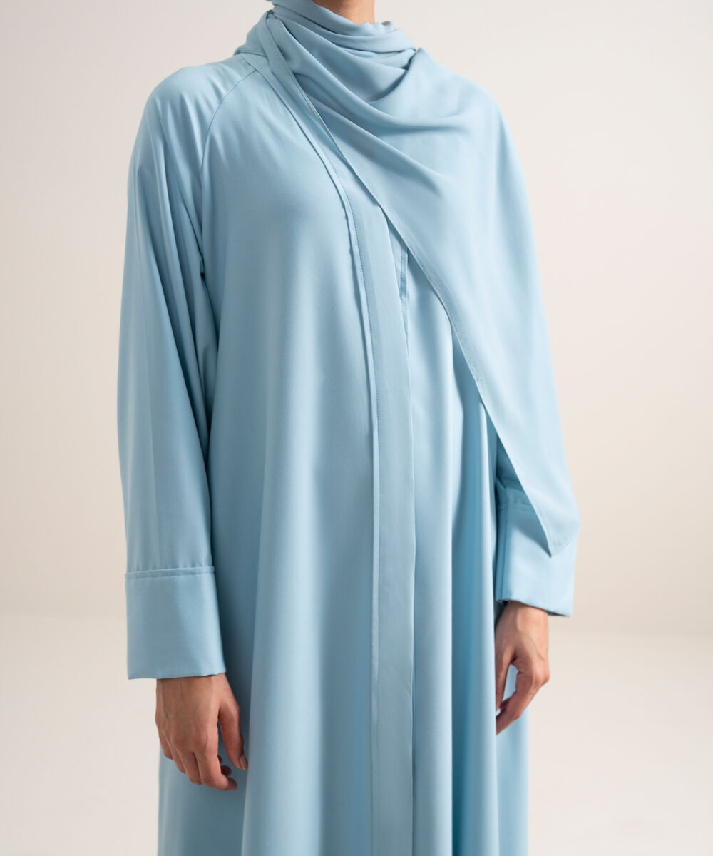 Women's Sky Blue Button Through Raglan Abbaya