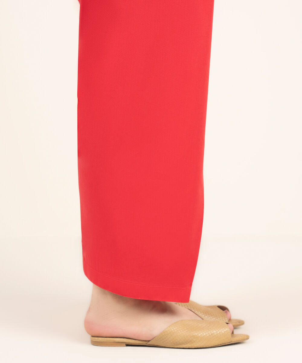 Women's RTW Cambric Solid Red Shalwar