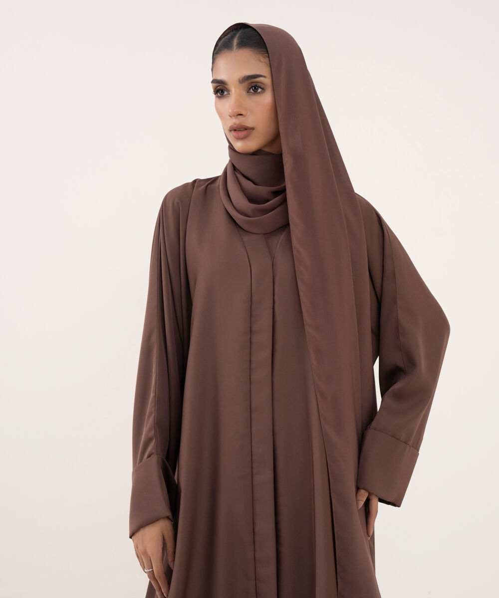 Women's Mauve Polyester Abaya