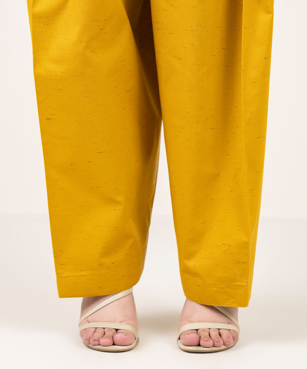 Women's RTW Multi Neps Solid Mustard Shalwar