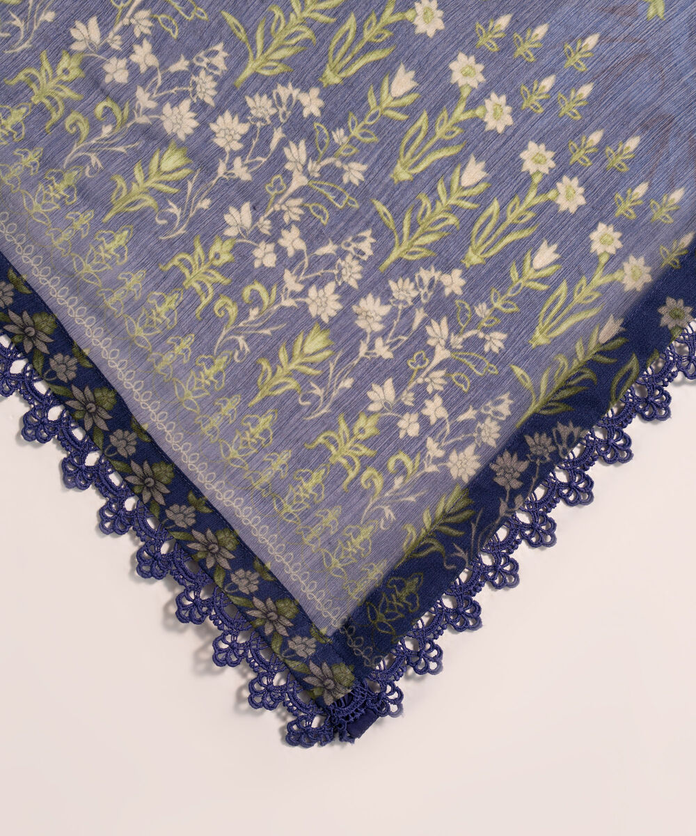 Chiffon Printed Dark Blue Dupatta