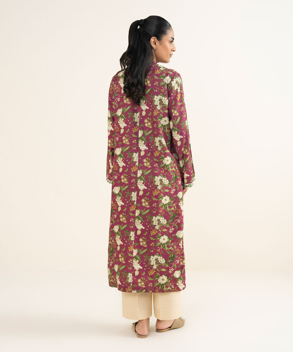 Women's RTW Light Khaddar Embroidered Pink A-Line Shirt