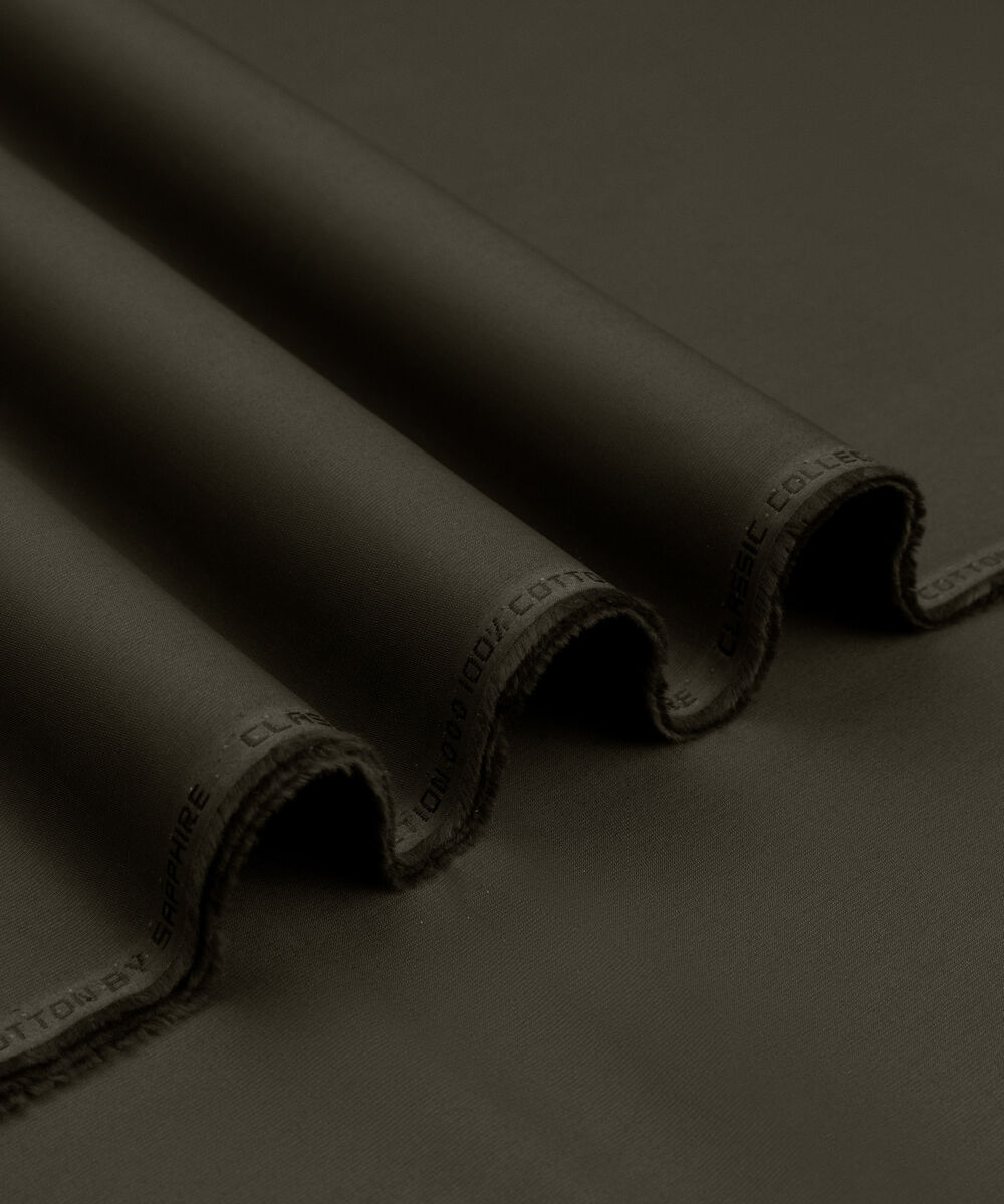 Men's Unstitched Two-Piece Olive Premium Cotton Dobby Suit