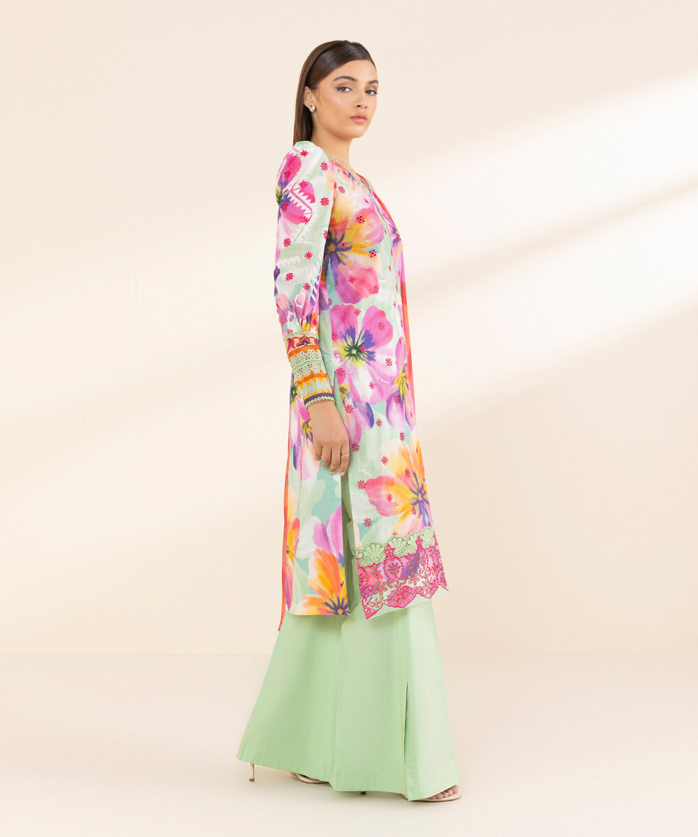 Women's Unstitched Lawn Embroidered Multi 3 Piece Suit