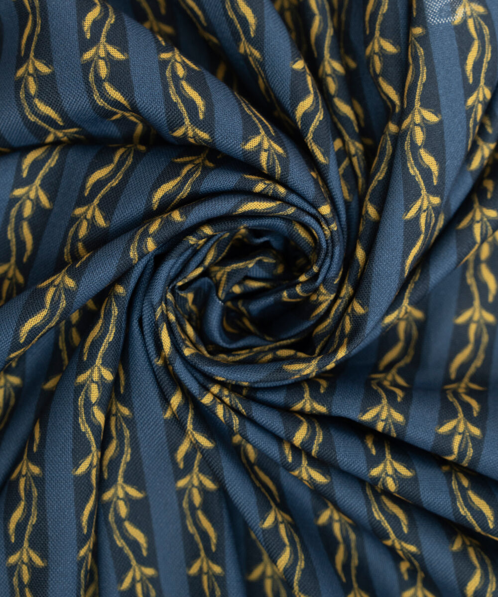 Blue Printed Blended Shawl