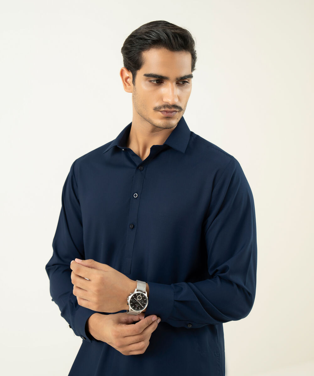 Men's Falak Plain Blue Kurta Shalwar