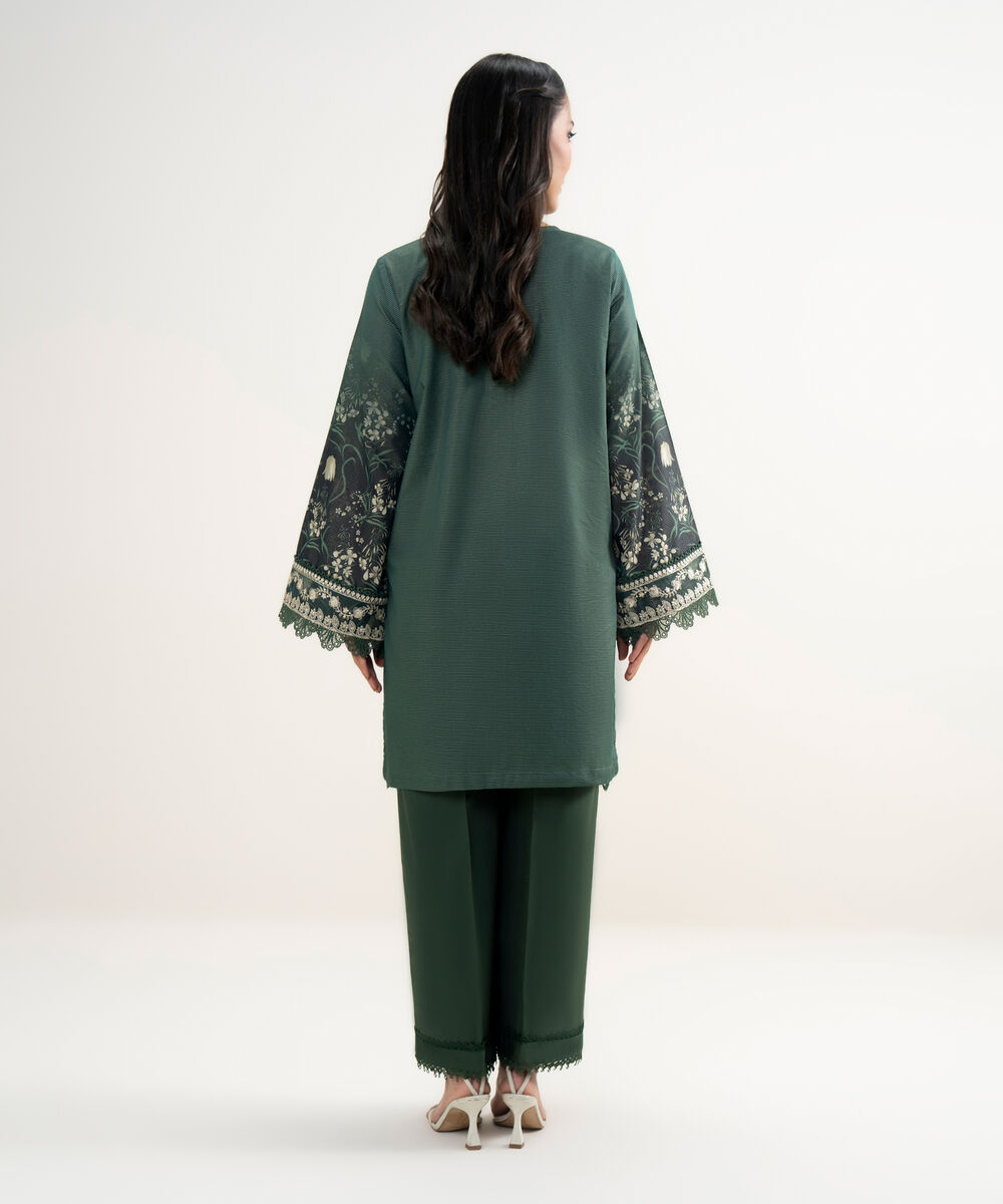 Women's RTW Zari Lawn Embroidered Dark Green 2 Piece Suit