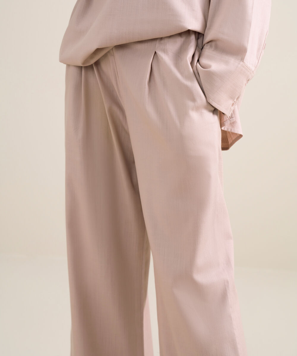 Women's Dusty Pink Loose Fit Pleated Pants