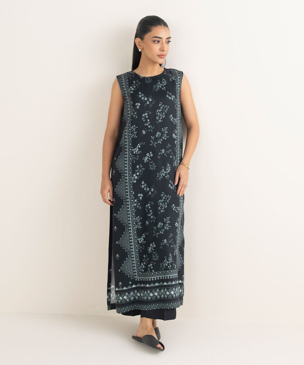 Women's RTW Bedford Printed Black Straight Shirt