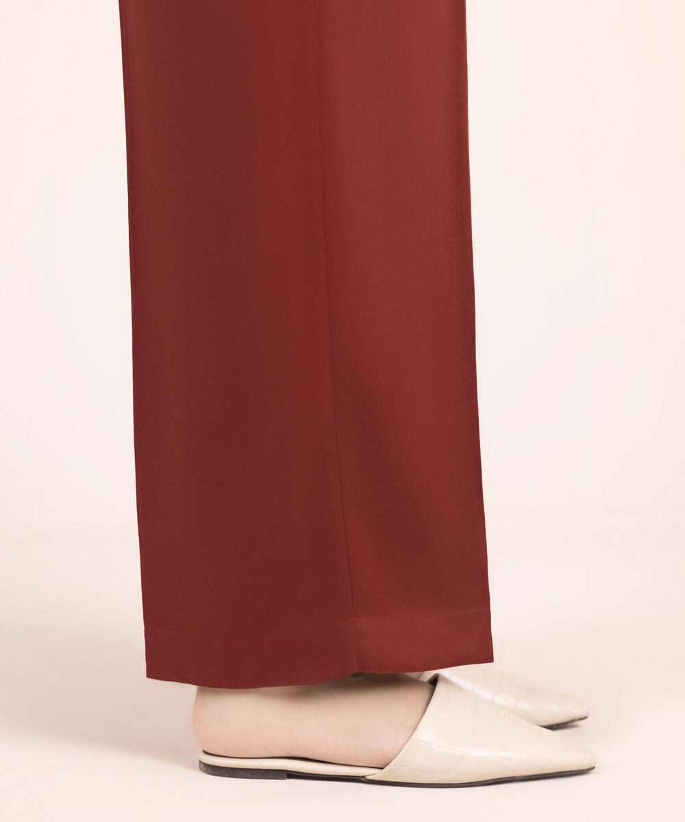 Women's RTW Bedford Solid Maroon Straight Pants