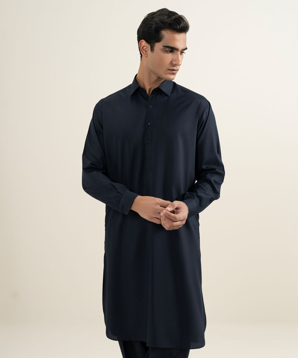 Men's Stitched Navy Kameez Shalwar
