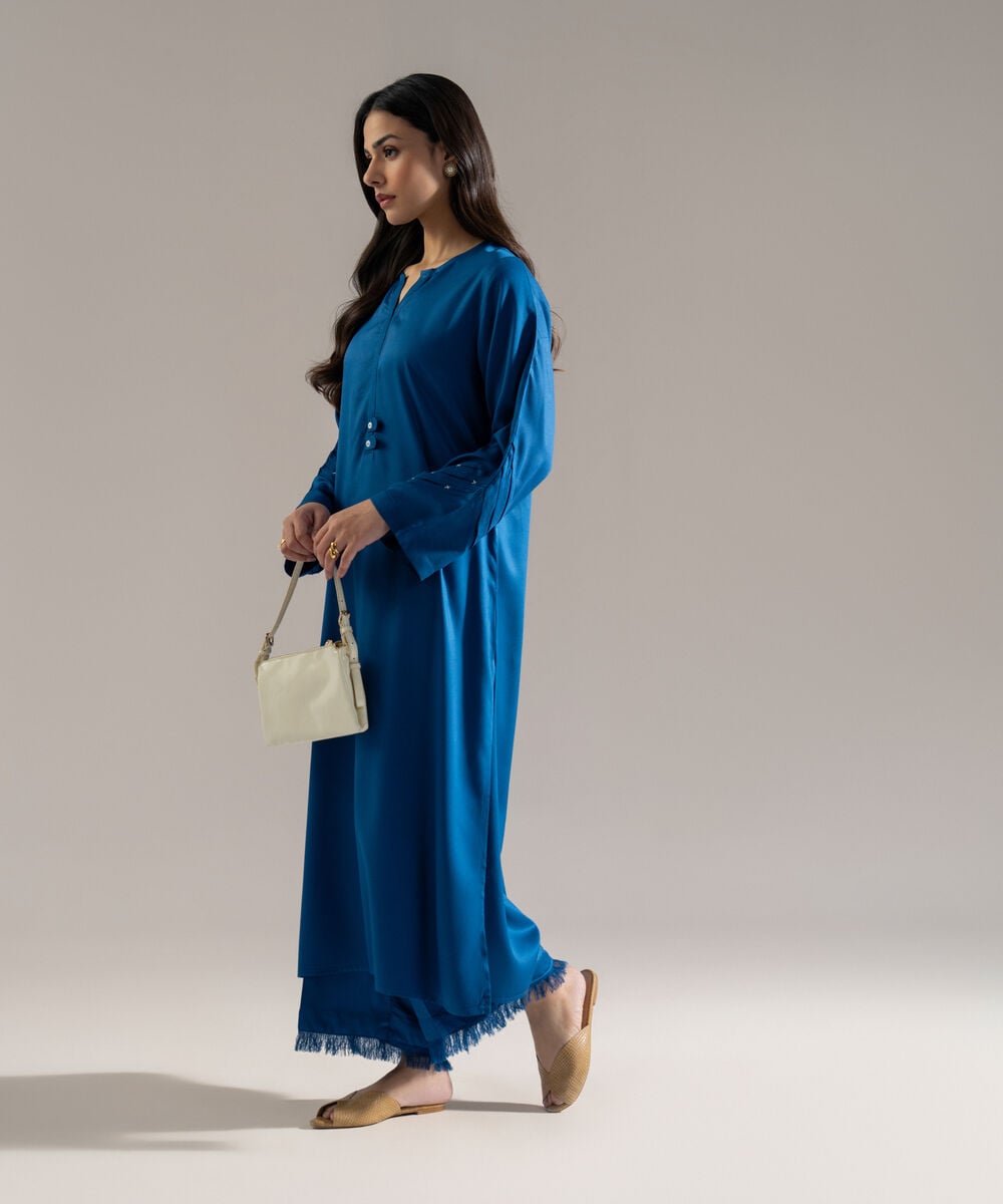 Women's RTW Bedford Solid Blue 2 Piece Suit