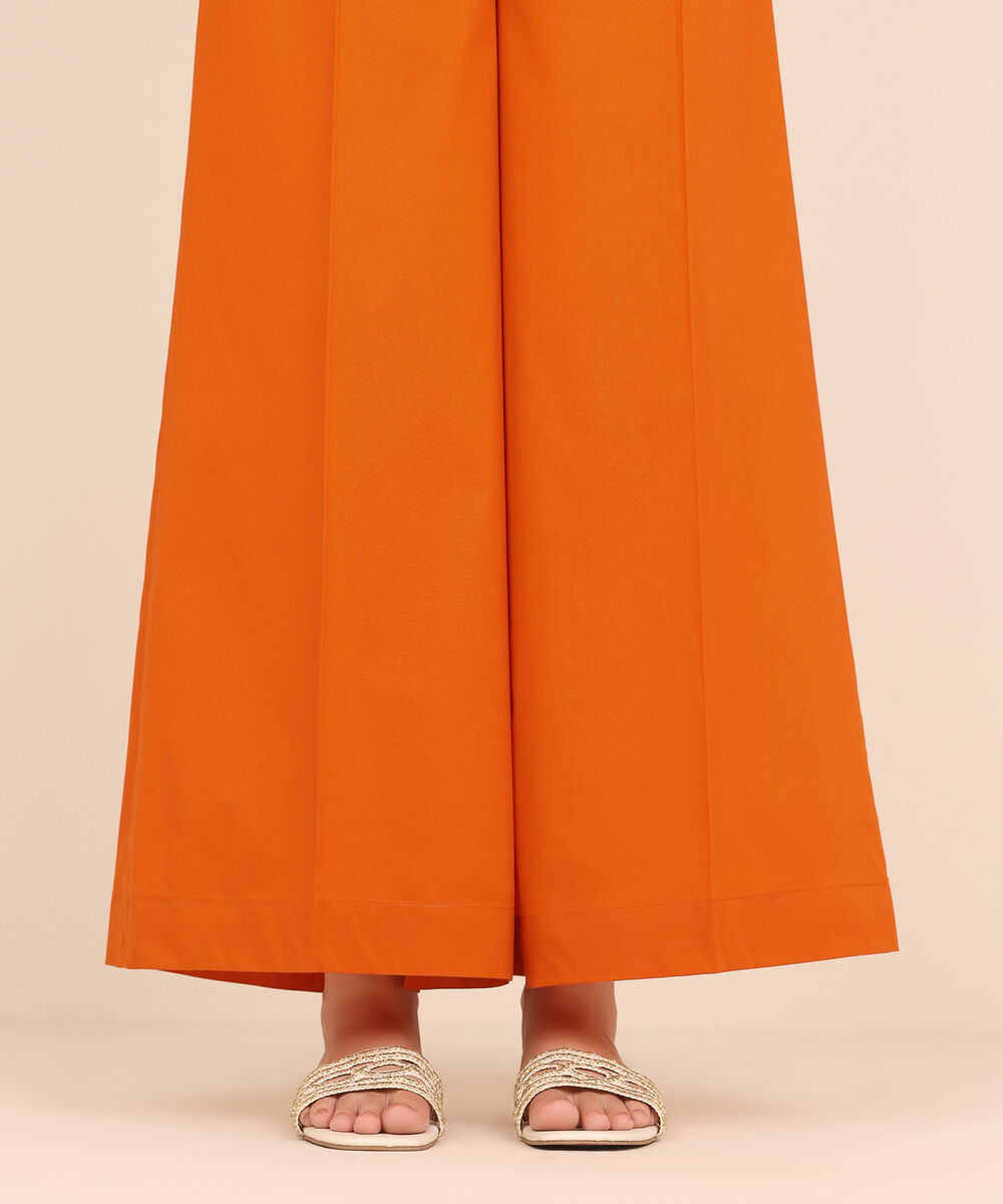 Women's RTW Cambric Orange Dyed Flared Pants