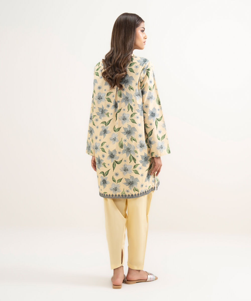 Women's RTW Cambric Embroidered Pale Yellow Straight Shirt